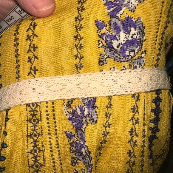 Easel large French yellow and lavender maxi sundress with pockets.crochet lace - Picture 7 of 15